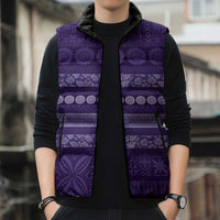 Fiji Marau na Kerisimasi Sleeveless Puffer Jacket Purple Tapa Masi Inspired Christmas - Polynesian Pride