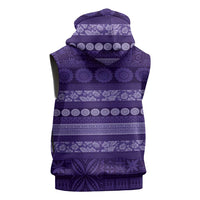 Fiji Marau na Kerisimasi Sleeveless Zip Hoodie Purple Tapa Masi Inspired Christmas - Polynesian Pride