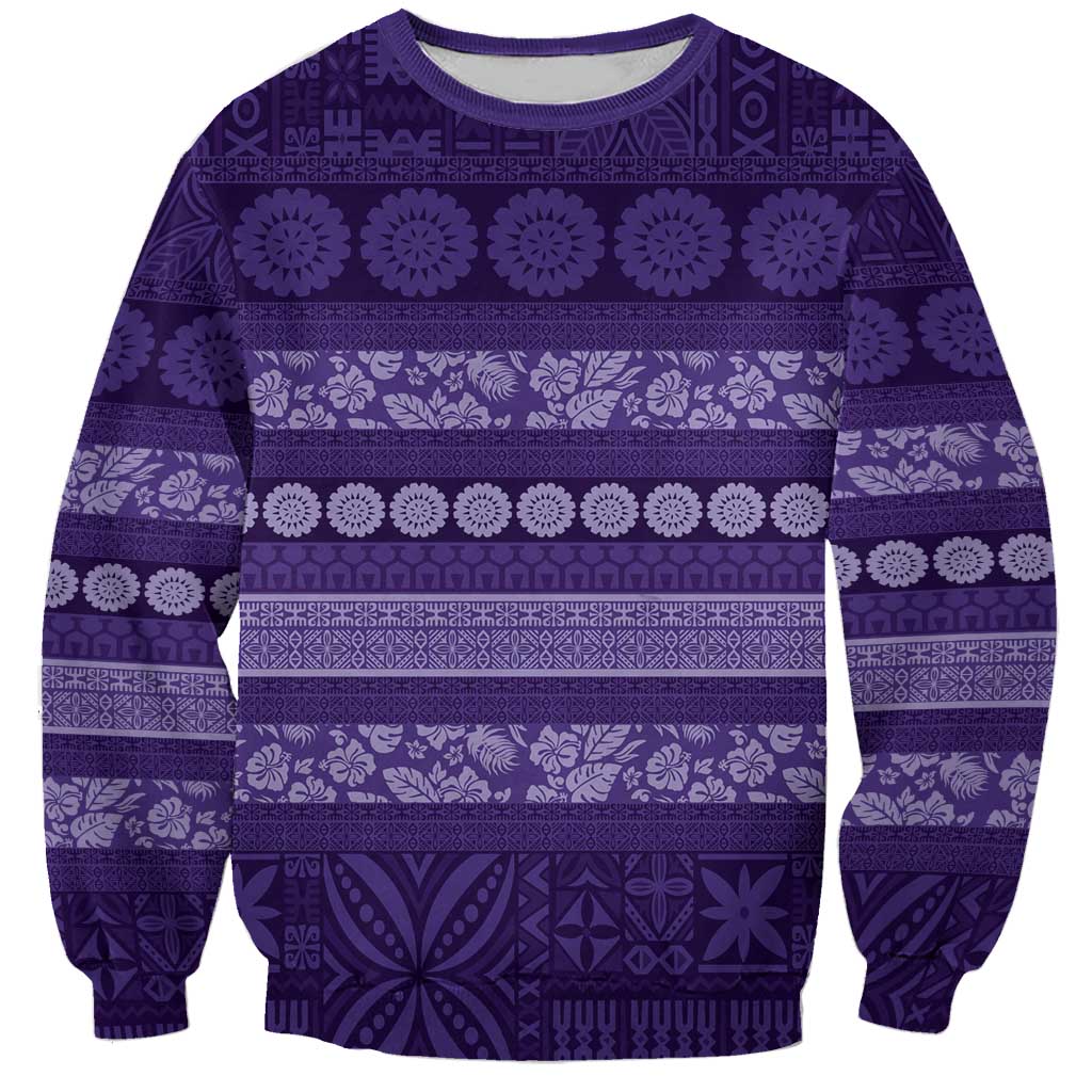 Fiji Marau na Kerisimasi Sweatshirt Purple Tapa Masi Inspired Christmas - Polynesian Pride