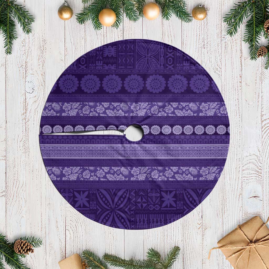 Fiji Marau na Kerisimasi Tree Skirt Purple Tapa Masi Inspired Christmas - Polynesian Pride