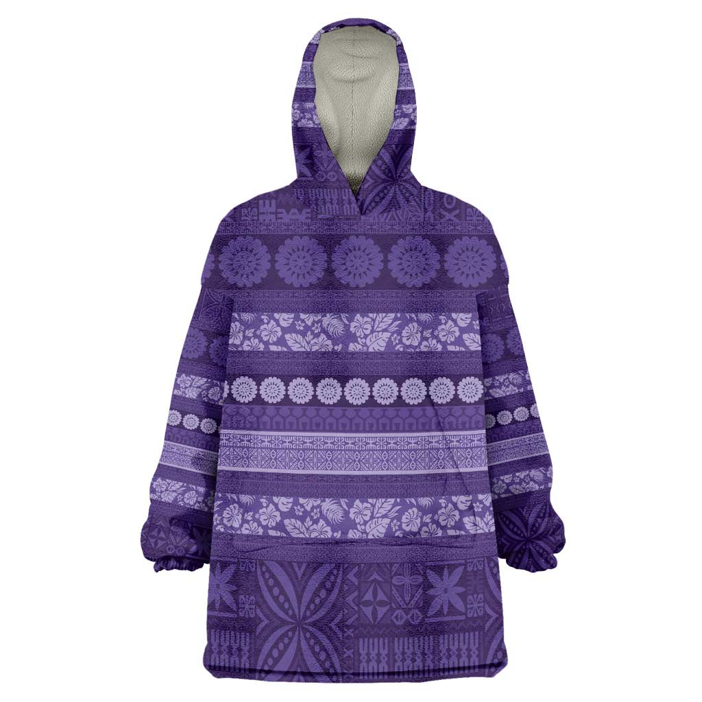 Fiji Marau na Kerisimasi Wearable Blanket Hoodie Purple Tapa Masi Inspired Christmas - Polynesian Pride