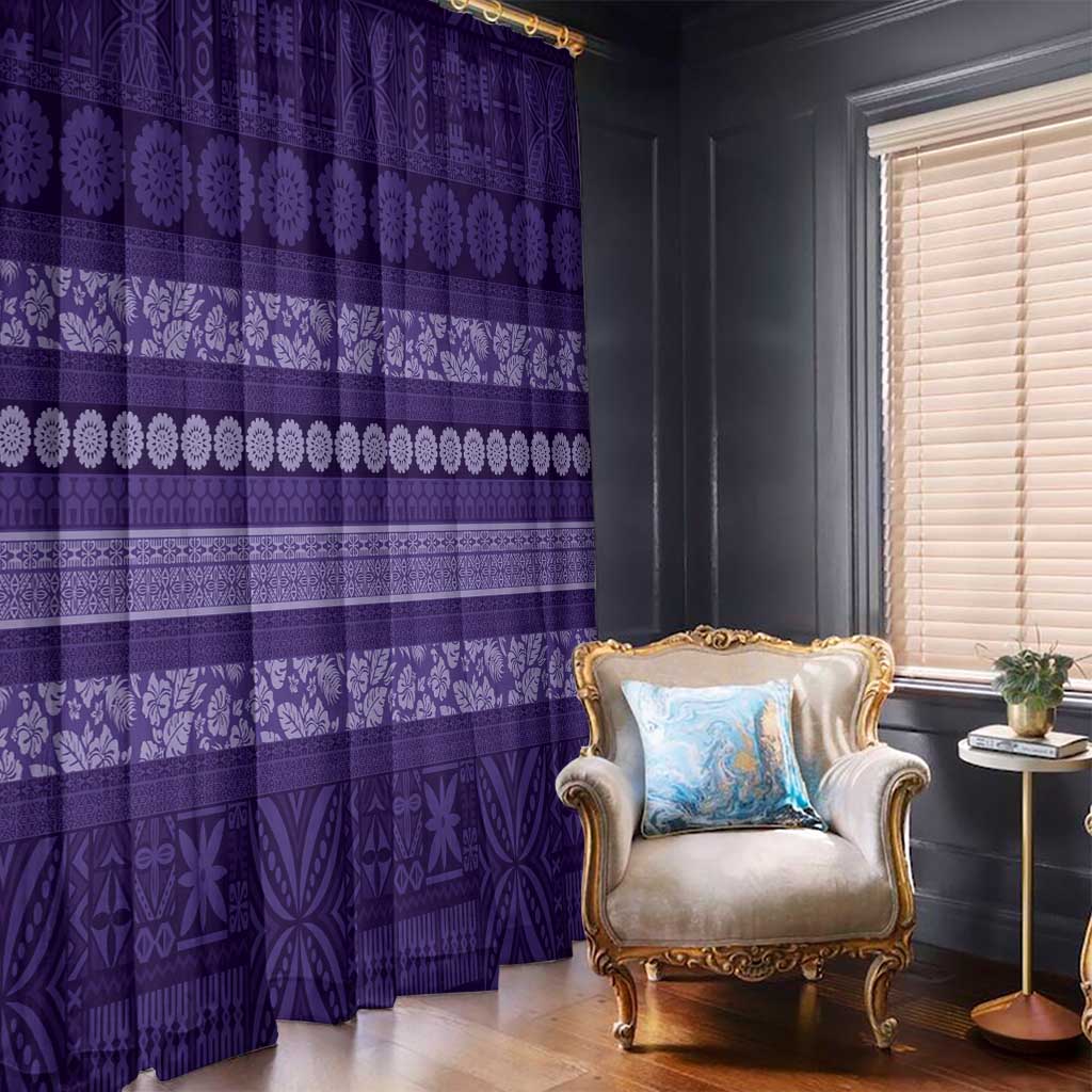 Fiji Marau na Kerisimasi Window Curtain Purple Tapa Masi Inspired Christmas - Polynesian Pride