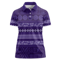 Fiji Marau na Kerisimasi Women Polo Shirt Purple Tapa Masi Inspired Christmas - Polynesian Pride
