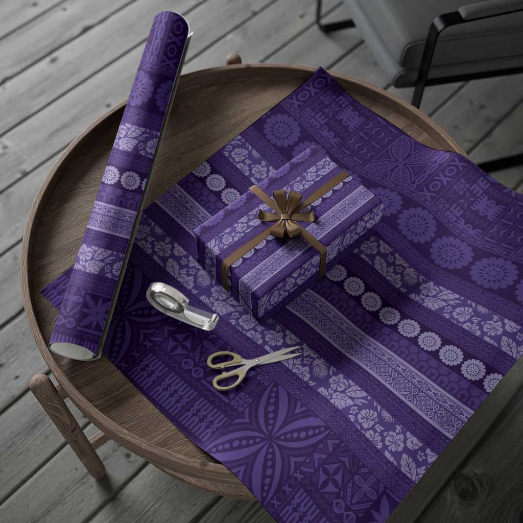 Fiji Marau na Kerisimasi Wrapping Paper Purple Tapa Masi Inspired Christmas - Polynesian Pride