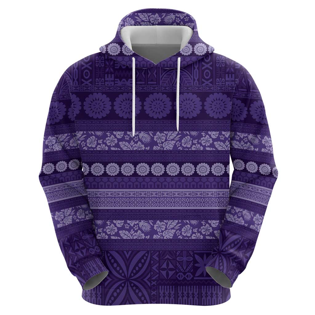 Fiji Marau na Kerisimasi Zip Hoodie Purple Tapa Masi Inspired Christmas - Polynesian Pride
