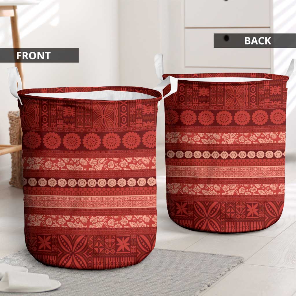 Fiji Marau na Kerisimasi Laundry Basket Red Tapa Masi Inspired Christmas - Polynesian Pride