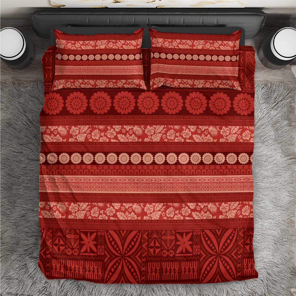 Fiji Marau na Kerisimasi Bedding Set Red Tapa Masi Inspired Christmas - Polynesian Pride