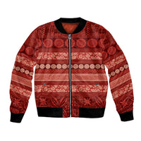 Fiji Marau na Kerisimasi Bomber Jacket Red Tapa Masi Inspired Christmas - Polynesian Pride