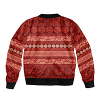 Fiji Marau na Kerisimasi Bomber Jacket Red Tapa Masi Inspired Christmas - Polynesian Pride