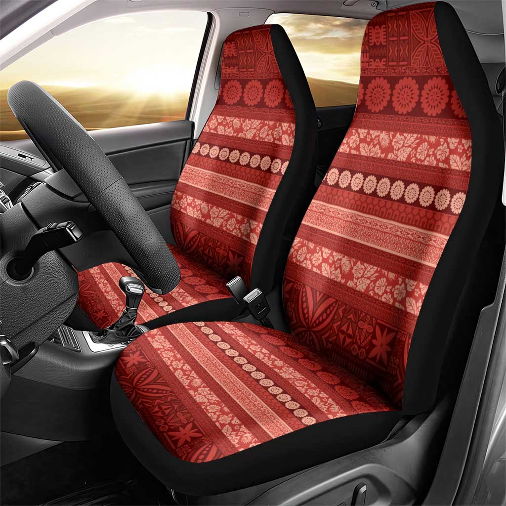 Fiji Marau na Kerisimasi Car Seat Cover Red Tapa Masi Inspired Christmas - Polynesian Pride
