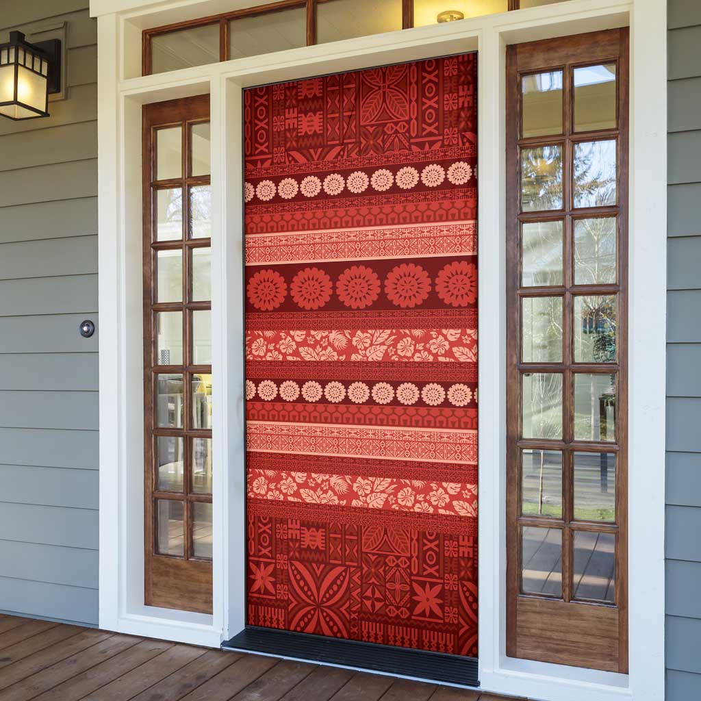 Fiji Marau na Kerisimasi Door Cover Red Tapa Masi Inspired Christmas - Polynesian Pride