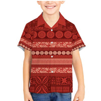 Fiji Marau na Kerisimasi Family Matching Mermaid Dress and Hawaiian Shirt Red Tapa Masi Inspired Christmas - Polynesian Pride