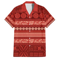 Fiji Marau na Kerisimasi Family Matching Short Sleeve Bodycon Dress and Hawaiian Shirt Red Tapa Masi Inspired Christmas - Polynesian Pride