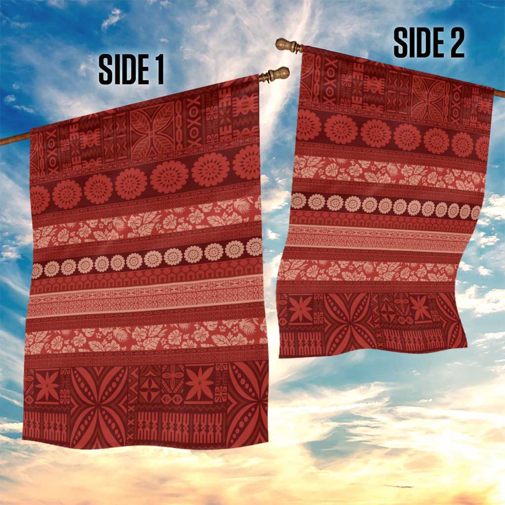 Fiji Marau na Kerisimasi Garden Flag Red Tapa Masi Inspired Christmas - Polynesian Pride