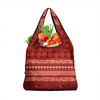 Fiji Marau na Kerisimasi Grocery Bag Red Tapa Masi Inspired Christmas - Polynesian Pride