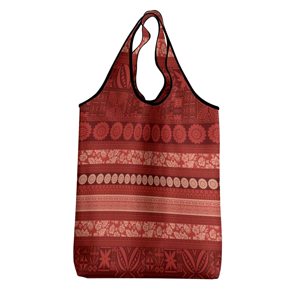 Fiji Marau na Kerisimasi Grocery Bag Red Tapa Masi Inspired Christmas - Polynesian Pride