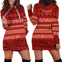 Fiji Marau na Kerisimasi Hoodie Dress Red Tapa Masi Inspired Christmas - Polynesian Pride