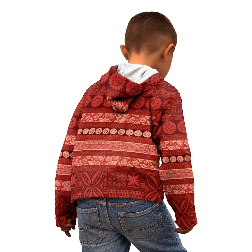 Fiji Marau na Kerisimasi Kid Hoodie Red Tapa Masi Inspired Christmas - Polynesian Pride
