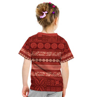 Fiji Marau na Kerisimasi Kid T Shirt Red Tapa Masi Inspired Christmas - Polynesian Pride