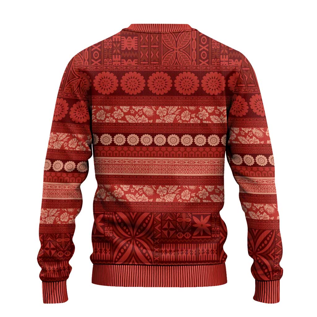 Fiji Marau na Kerisimasi Ugly Christmas Sweater Red Tapa Masi Inspired Christmas - Polynesian Pride