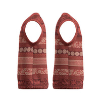 Fiji Marau na Kerisimasi Christmas Knitted V-Neck Vest Red Tapa Masi Inspired Christmas - Polynesian Pride