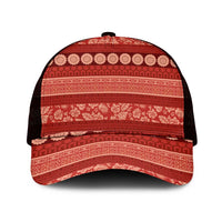 Fiji Marau na Kerisimasi Mesh Trucker Cap Red Tapa Masi Inspired Christmas - Polynesian Pride