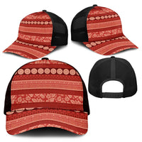 Fiji Marau na Kerisimasi Mesh Trucker Cap Red Tapa Masi Inspired Christmas - Polynesian Pride
