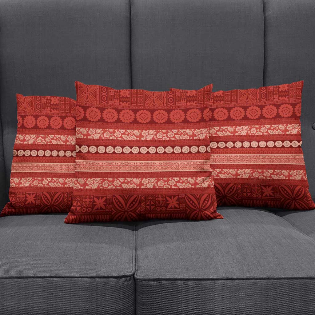 Fiji Marau na Kerisimasi Pillow Cover Red Tapa Masi Inspired Christmas - Polynesian Pride