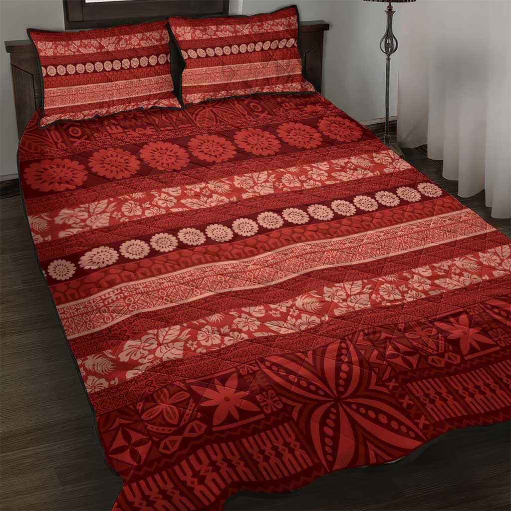 Fiji Marau na Kerisimasi Quilt Bed Set Red Tapa Masi Inspired Christmas - Polynesian Pride