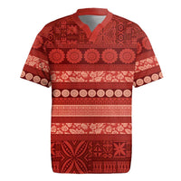 Fiji Marau na Kerisimasi Rugby Jersey Red Tapa Masi Inspired Christmas - Polynesian Pride