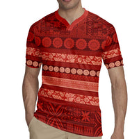 Fiji Marau na Kerisimasi Rugby Jersey Red Tapa Masi Inspired Christmas - Polynesian Pride