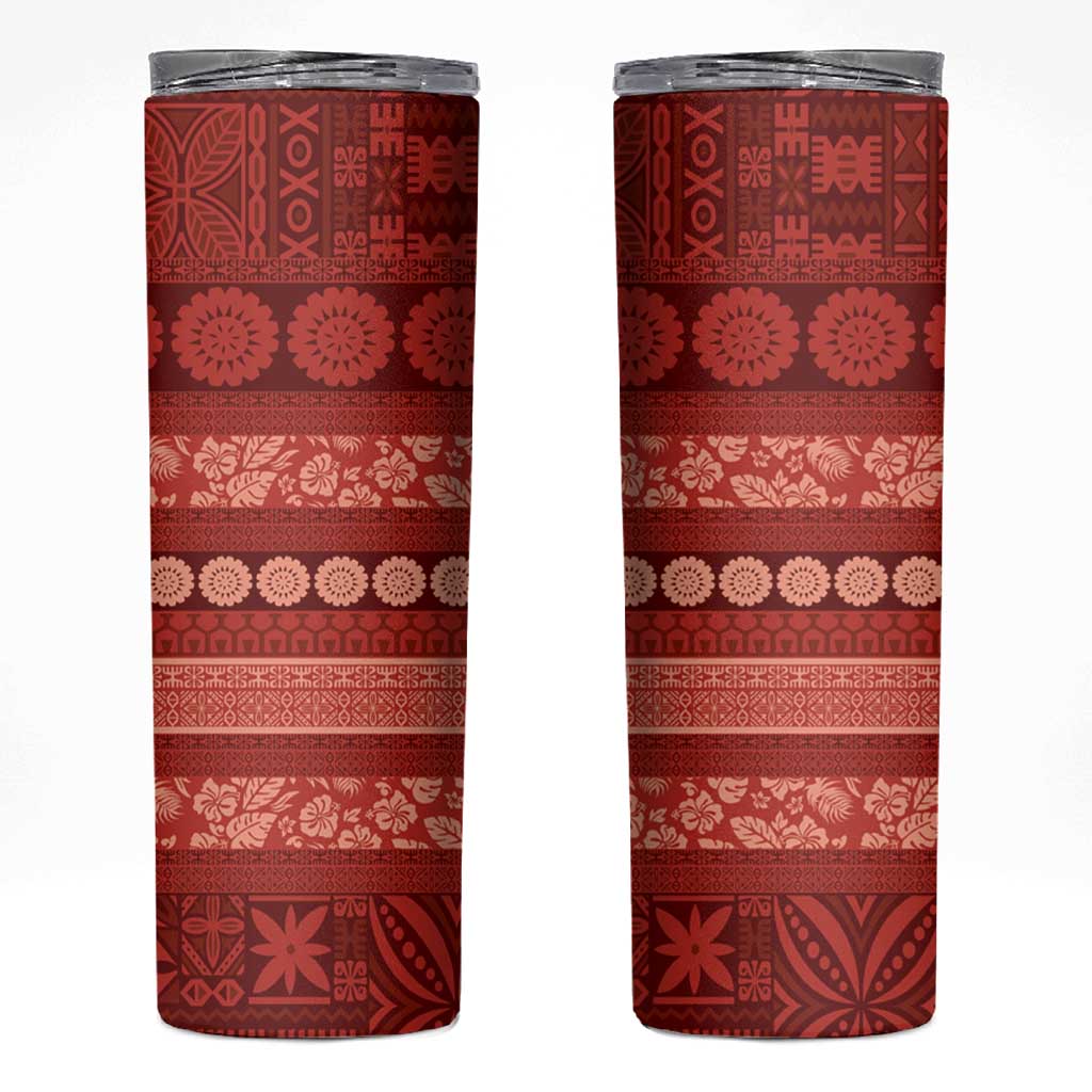 Fiji Marau na Kerisimasi Skinny Tumbler Red Tapa Masi Inspired Christmas - Polynesian Pride