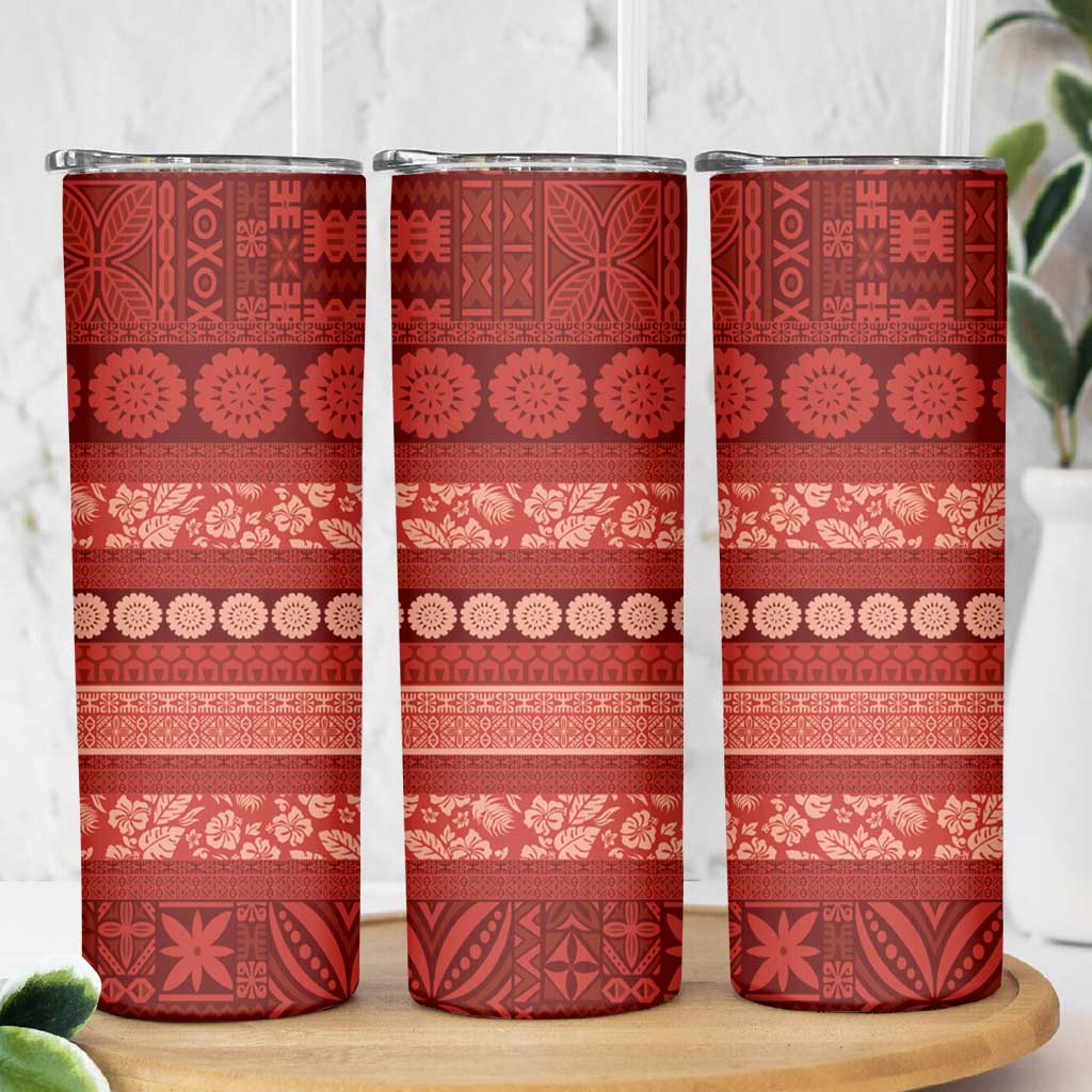 Fiji Marau na Kerisimasi Skinny Tumbler Red Tapa Masi Inspired Christmas - Polynesian Pride