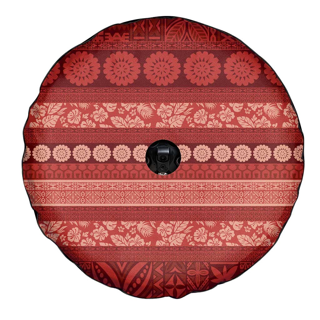 Fiji Marau na Kerisimasi Spare Tire Cover Red Tapa Masi Inspired Christmas - Polynesian Pride