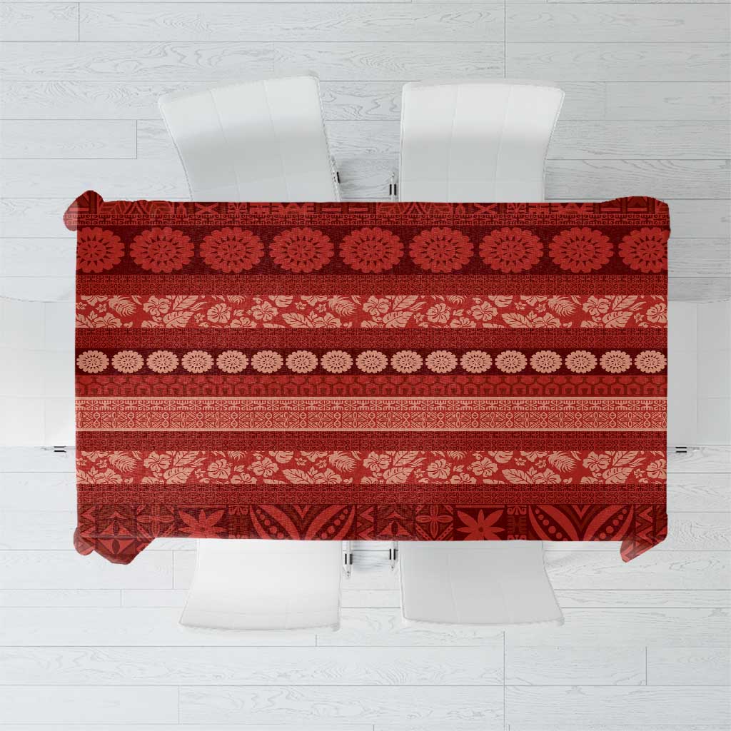 Fiji Marau na Kerisimasi Tablecloth Red Tapa Masi Inspired Christmas - Polynesian Pride