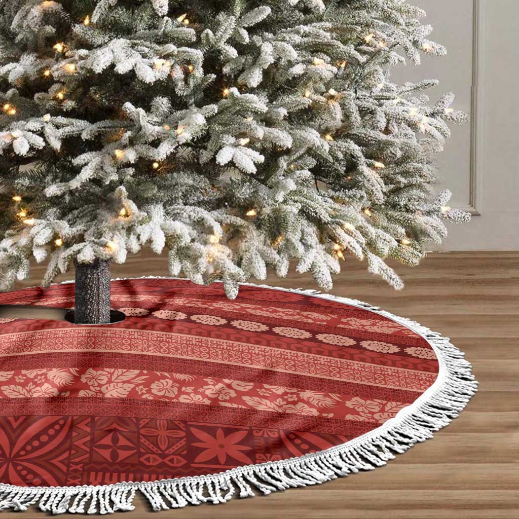 Fiji Marau na Kerisimasi Tree Skirt Red Tapa Masi Inspired Christmas - Polynesian Pride