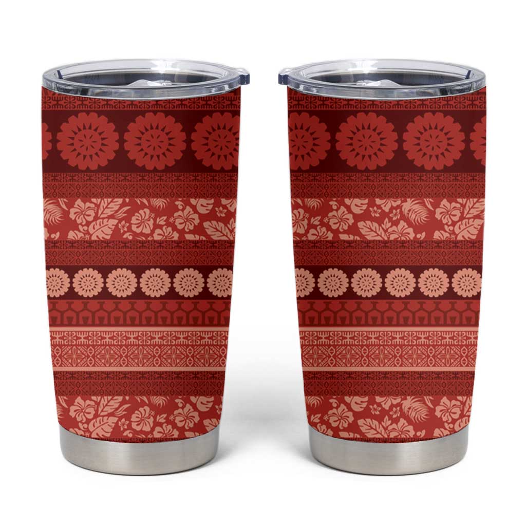 Fiji Marau na Kerisimasi Tumbler Cup Red Tapa Masi Inspired Christmas - Polynesian Pride