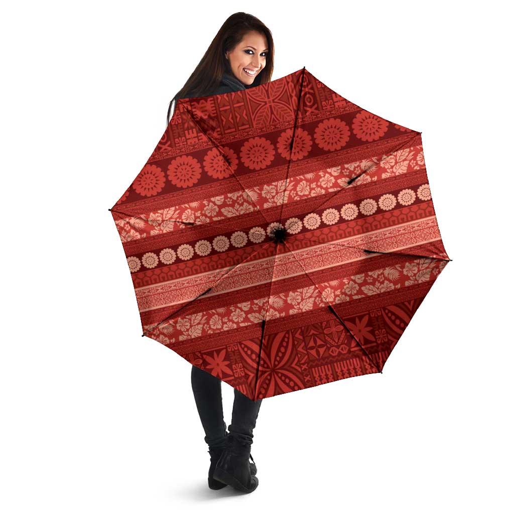 Fiji Marau na Kerisimasi Umbrella Red Tapa Masi Inspired Christmas - Polynesian Pride