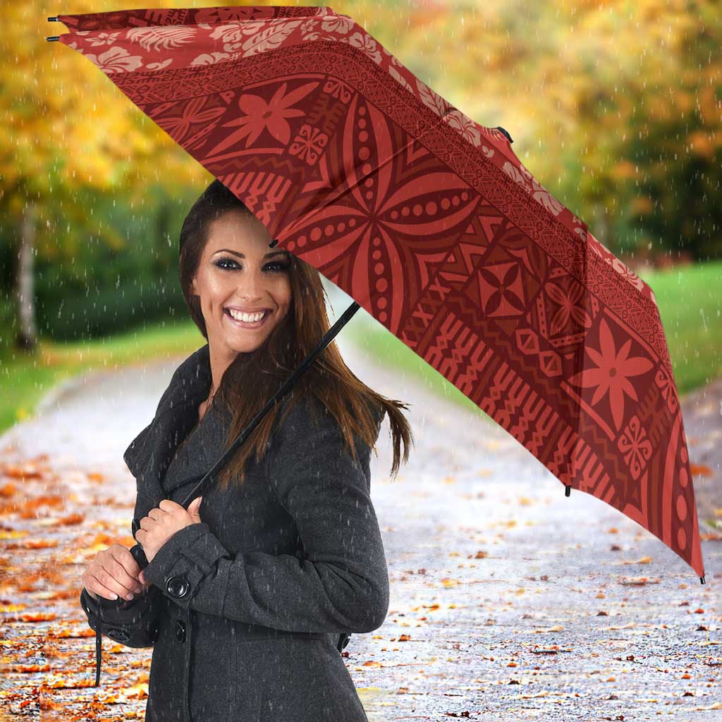 Fiji Marau na Kerisimasi Umbrella Red Tapa Masi Inspired Christmas - Polynesian Pride