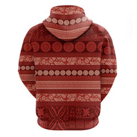 Fiji Marau na Kerisimasi Zip Hoodie Red Tapa Masi Inspired Christmas - Polynesian Pride