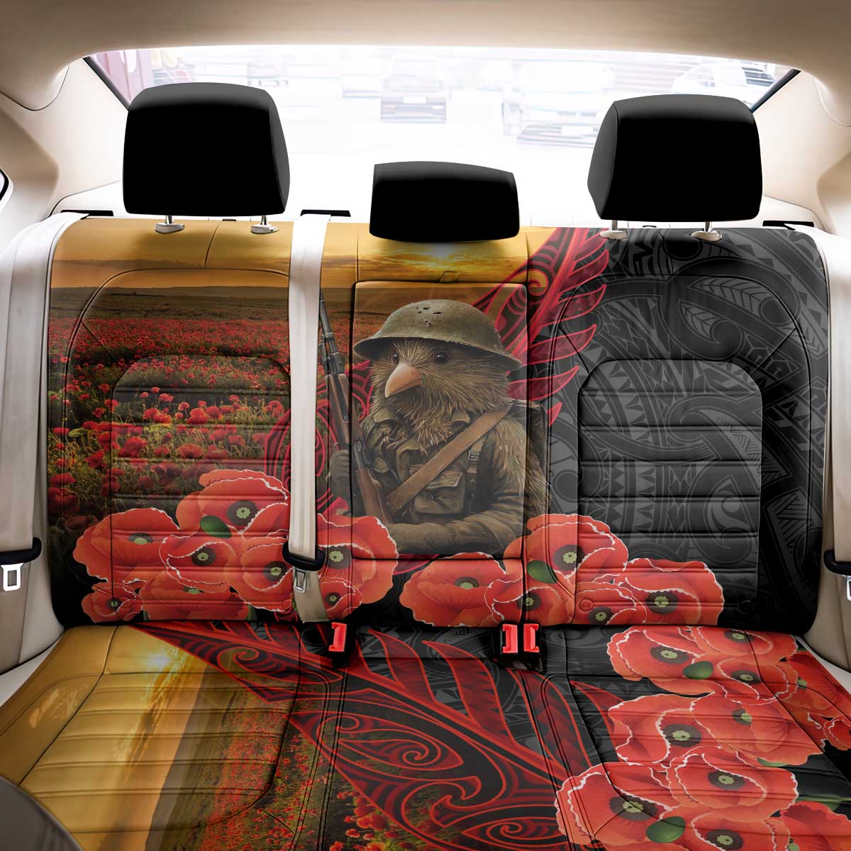 Maori Kiwi Soldier Fern Tattoo ANZAC Day Back Car Seat Cover Lest We Forget
