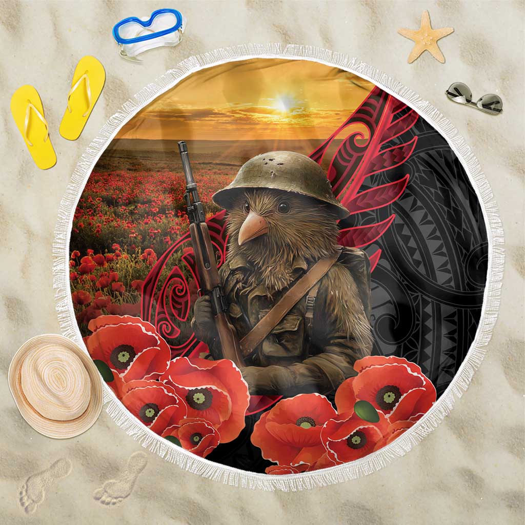 Maori Kiwi Soldier Fern Tattoo ANZAC Day Beach Blanket Lest We Forget