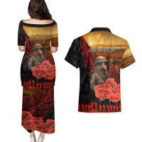 Maori Kiwi Soldier Fern Tattoo ANZAC Day Couples Matching Puletasi and Hawaiian Shirt Lest We Forget