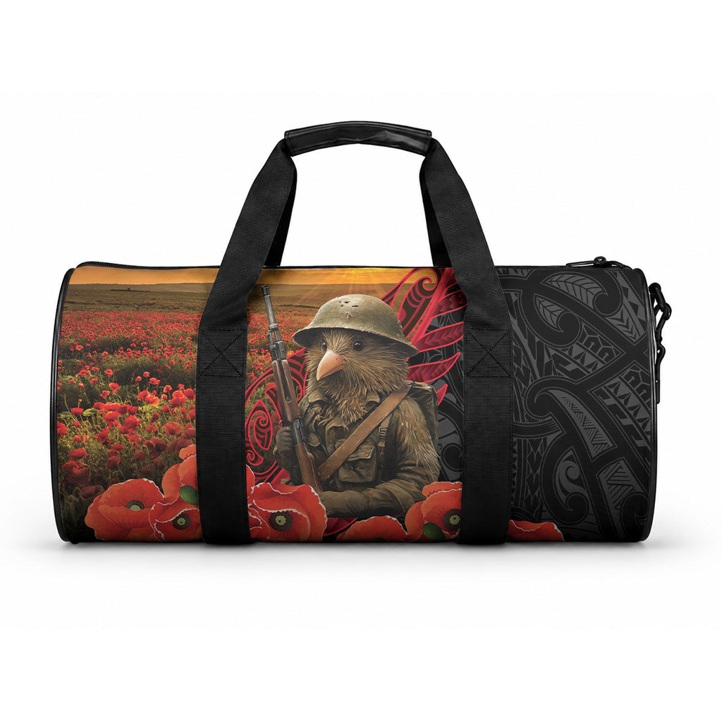 Maori Kiwi Soldier Fern Tattoo ANZAC Day Duffle Bag Lest We Forget LT9 One size Black - Polynesian Pride