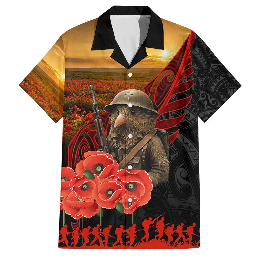 Maori Kiwi Soldier Fern Tattoo ANZAC Day Family Matching Long Sleeve Bodycon Dress and Hawaiian Shirt Lest We Forget LT9 Dad's Shirt - Short Sleeve Black - Polynesian Pride