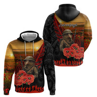 Maori Kiwi Soldier Fern Tattoo ANZAC Day Hoodie Lest We Forget