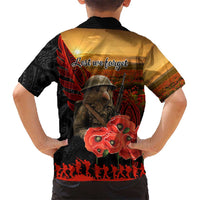 Maori Kiwi Soldier Fern Tattoo ANZAC Day Kid Hawaiian Shirt Lest We Forget