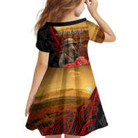 Maori Kiwi Soldier Fern Tattoo ANZAC Day Kid Short Sleeve Dress Lest We Forget