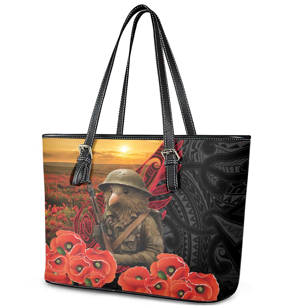 Maori Kiwi Soldier Fern Tattoo ANZAC Day Leather Tote Bag Lest We Forget