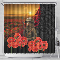 Maori Kiwi Soldier Fern Tattoo ANZAC Day Shower Curtain Lest We Forget